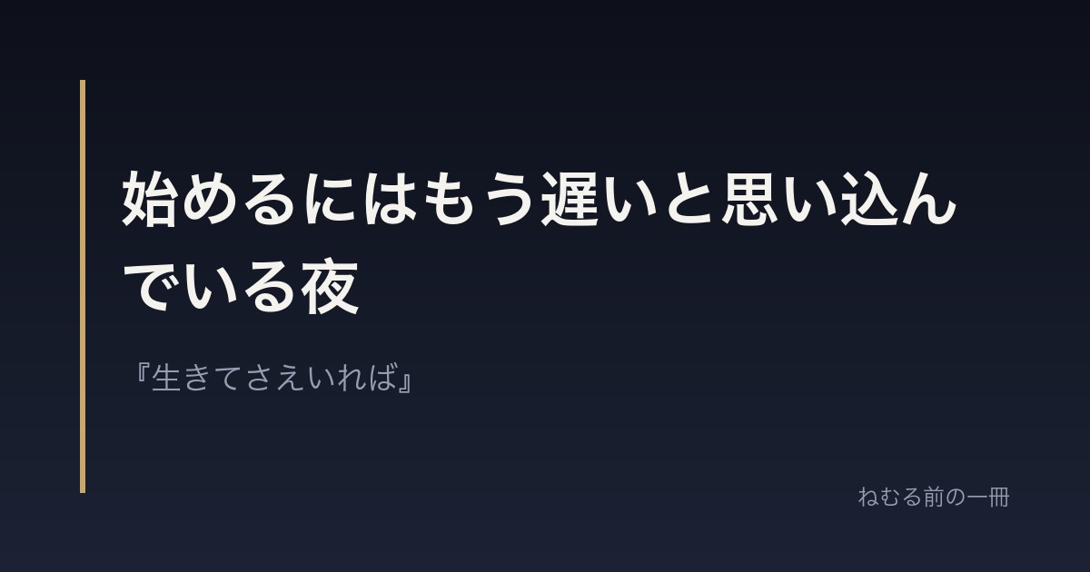 始めるにはもう遅いと思い込んでいる夜